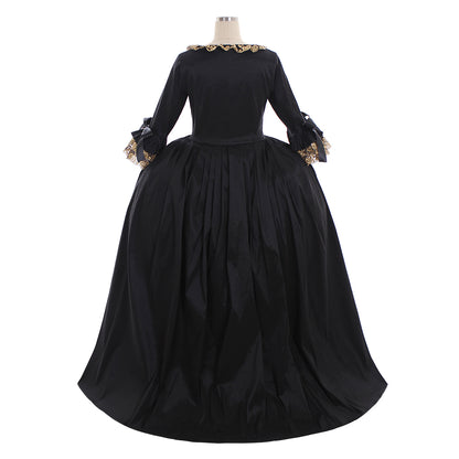 Gothic Rococo Victorian Dress Necklace Style For The Neck Flare Cuff Sleeve Party Costume Prom Dress Princess Shakespeare Solid Color Ball Gown Black  Women's Royal Halloween Carnival Valentine's Day Party Evening Dress Masquerade Adults' Dress All