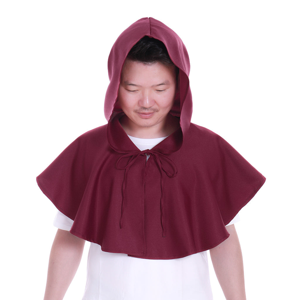 Medieval Gothic Hooded Short Cloak Cropped Cape for Cosplay  Halloween Costumes