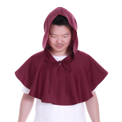 Medieval Gothic Hooded Short Cloak Cropped Cape for Cosplay  Halloween Costumes