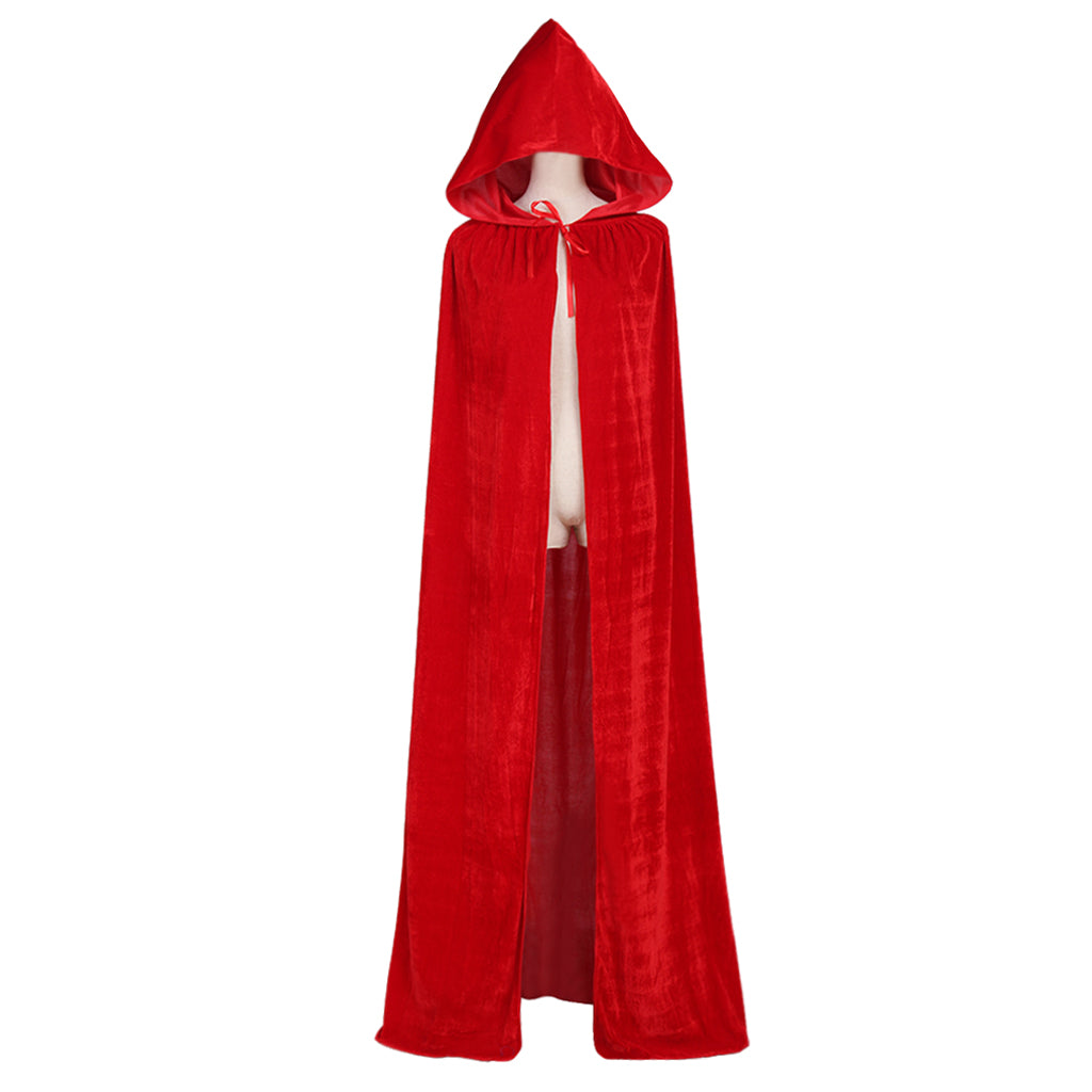 Medieval Hooded Velvet Cloak Adult Renaissance Vintage Cosplay Long Robe