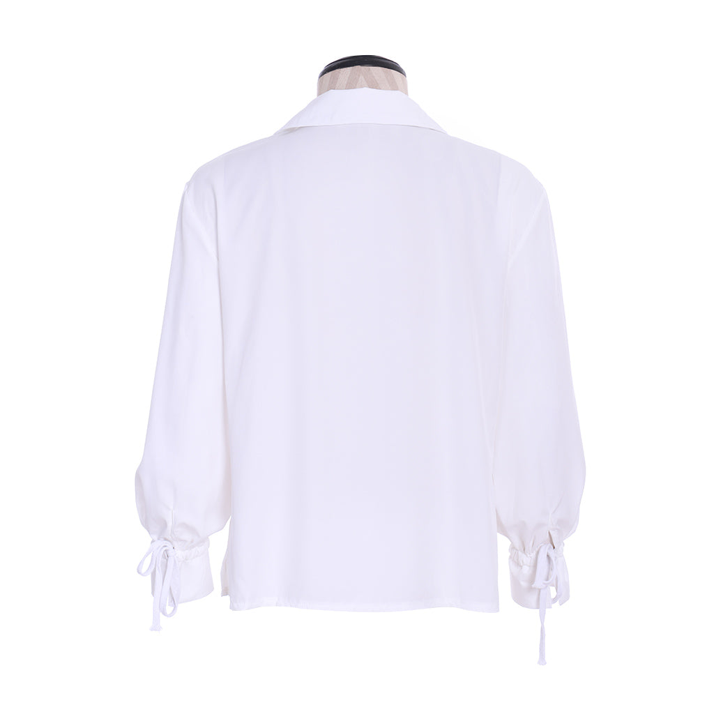 Medieval Men's White Long Sleeve Shirt with Spread Collar and Lace up Neckline for Cosplay Themed Events Halloween Christmas or Parties