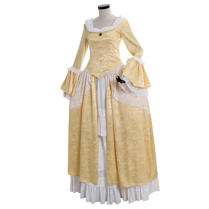 Medieval Women Viking Cream And White Cosplay Costume Adult Renaissance Ancient Gown With Lace Trim And Ruffled Hem Norse Gothic Ladies Halloween Christmas Dress