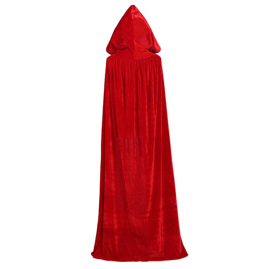 Medieval Hooded Velvet Cloak Adult Renaissance Vintage Cosplay Long Robe
