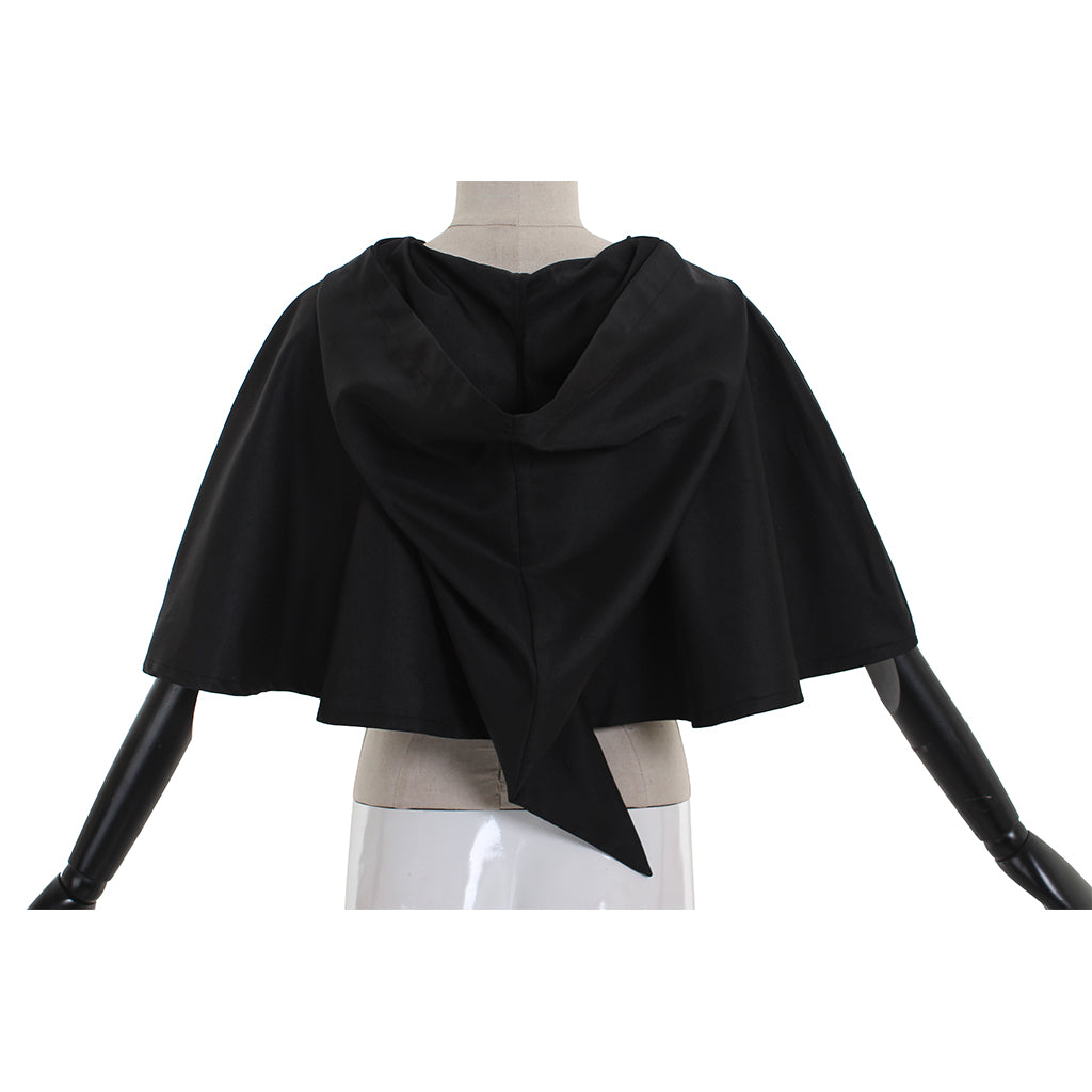 Medieval Gothic Black Hooded Short Cloak Cropped Cape for Cosplay  Halloween Costumes