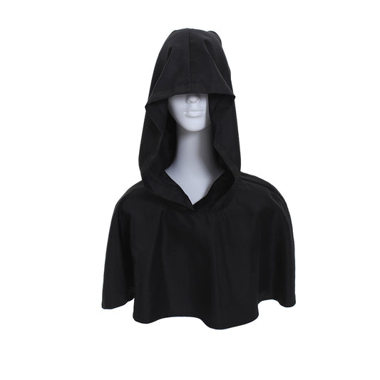 Medieval Gothic Black Hooded Short Cloak Cropped Cape for Cosplay  Halloween Costumes