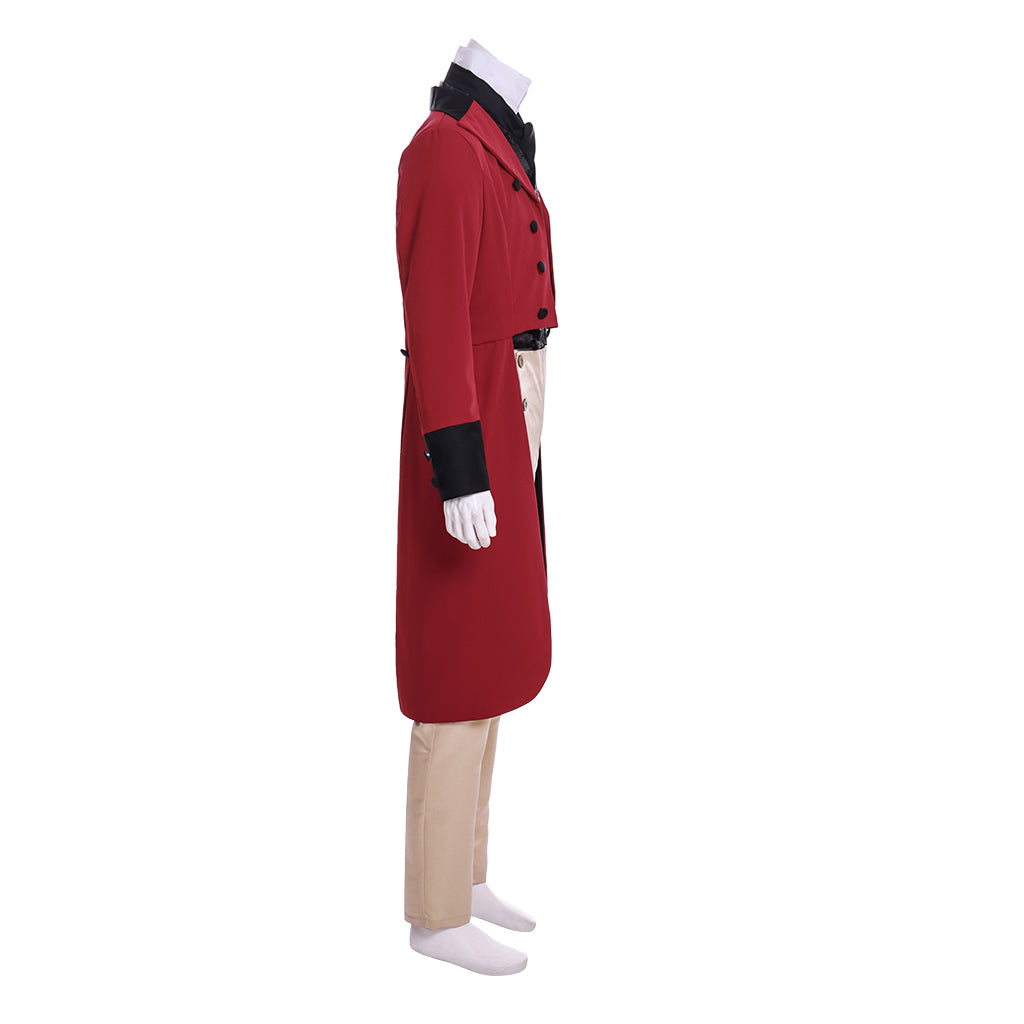 Medieval Victorian Men's Red Black Accented Military Inspired Noble Court Costume Cosplay Stage Outfit Adult Halloween Christmas Party Themed Outfit