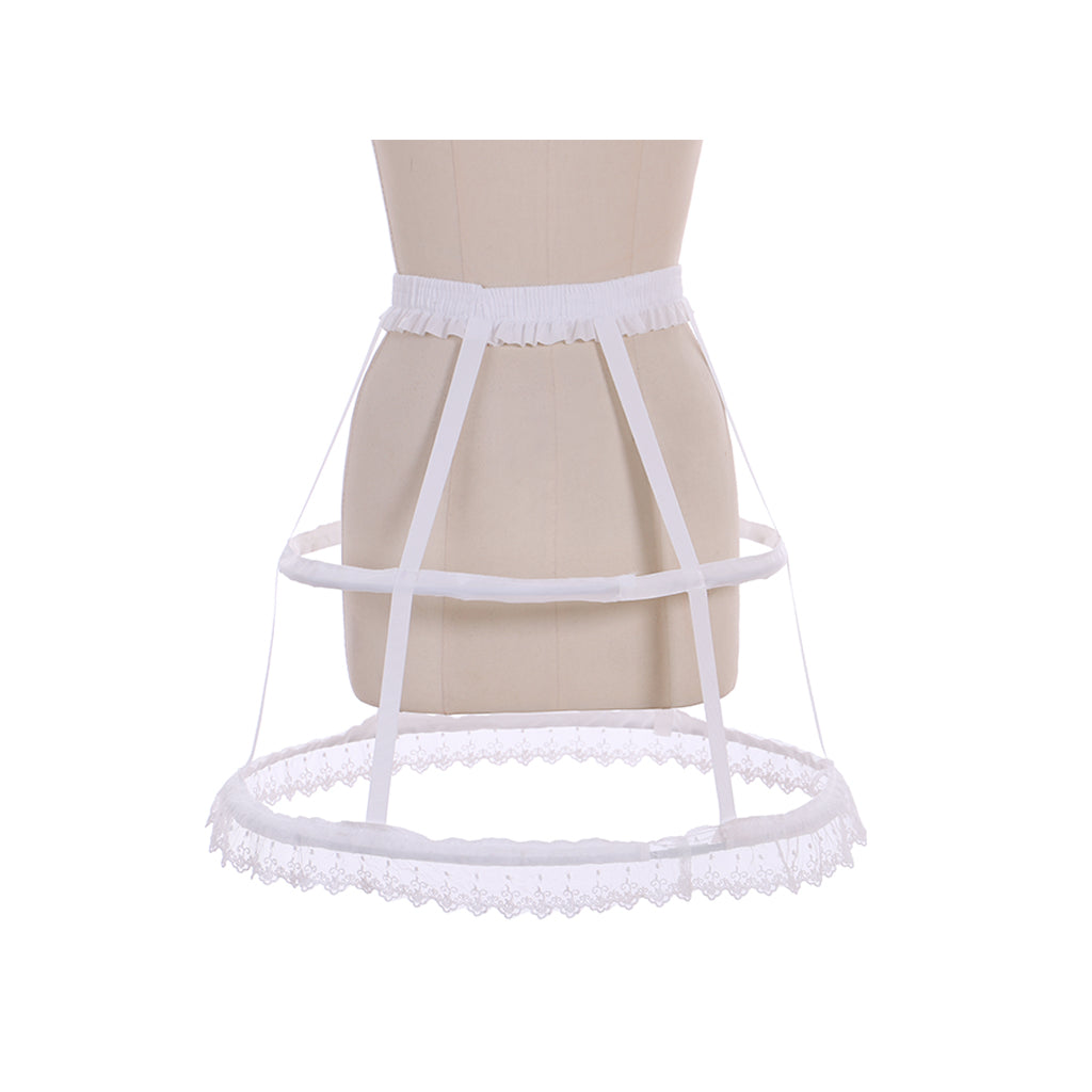 Women's Baroque Pannier Petticoat Victorian Bustle Cage Hoop Skirt Underskirt Crinoline Cosplay Vintage Petticoat White Bird Cage 2 Hoops Skirt Petticoat for Baroque Waistband Crinoline Rococo Pannier Underskirt Slip