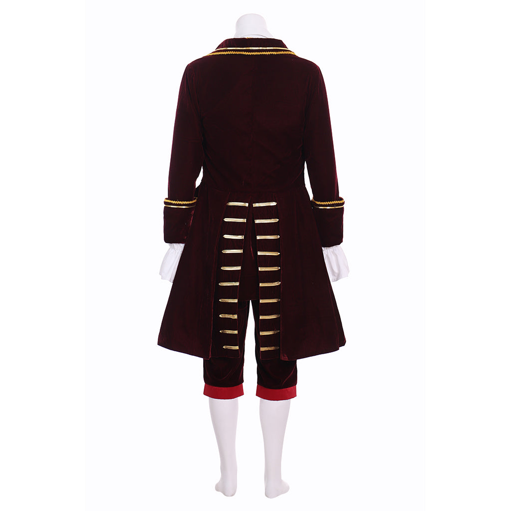 Burgundy Velvet Rococo-style Gentleman's Costume with Gold Trim