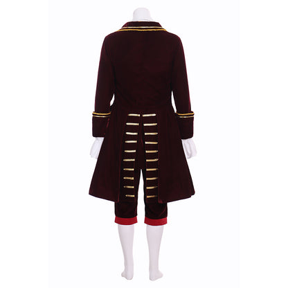 Burgundy Velvet Rococo-style Gentleman's Costume with Gold Trim