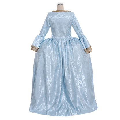Gothic Rococo Vintage Inspired Dress Party Costume Prom Dress Princess Flare Cuff Sleeve Bow Accessory Shakespeare Maxi Dress Blue Women's Royal  Christmas Halloween Carnival Party Evening dress Masquerade Adults' Dress All