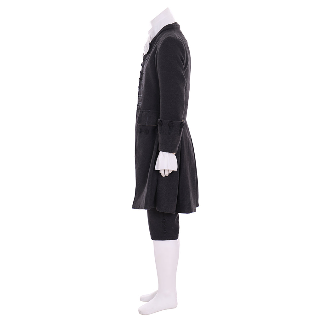 Men's Regency Black Tailored Coat with Ruffled Cravat  Waistcoat and Breeches for Cosplay or Themed Events Halloween Christmas or Themed Parties