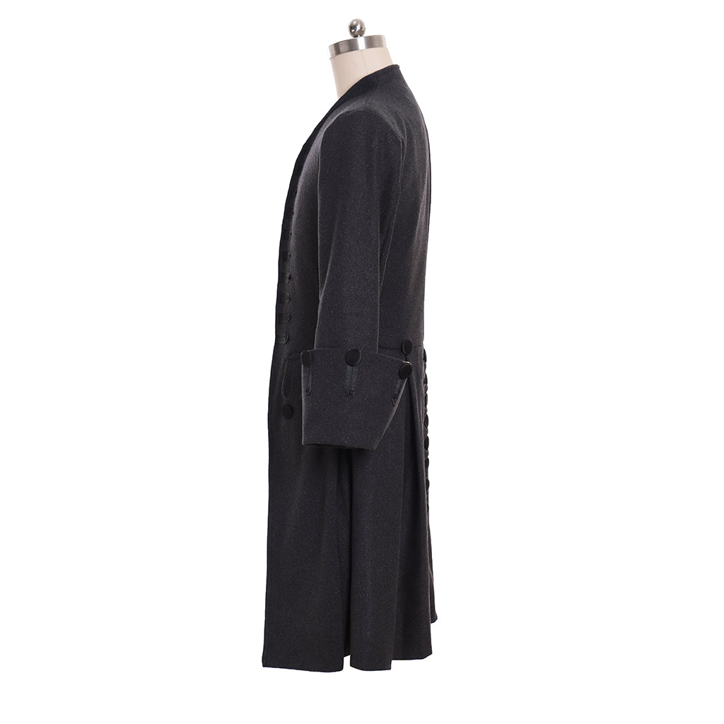 Regency Men's Black Button Detailed Noble Gentleman Inspired Court Costume Cosplay Stage Outfit Adult Halloween Christmas Party Themed Outfit