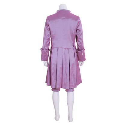 Medieval Lilac Georgian  Style Frock Coat Ensemble with Waistcoat Cravat and Knee Breeches  for Historical Reenactments Cosplay Events Halloween Christmas or Parties