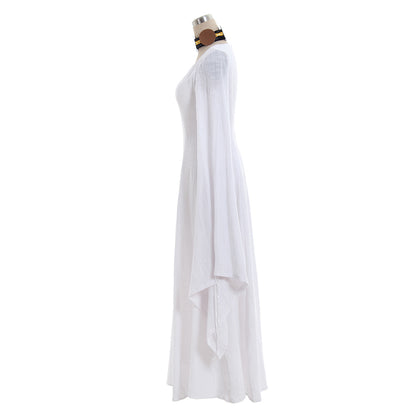 Medieval Women Viking White Cosplay Costume Adult Renaissance Ancient Gown With Long Flowy Sleeves Norse Gothic Ladies Halloween Christmas Dress