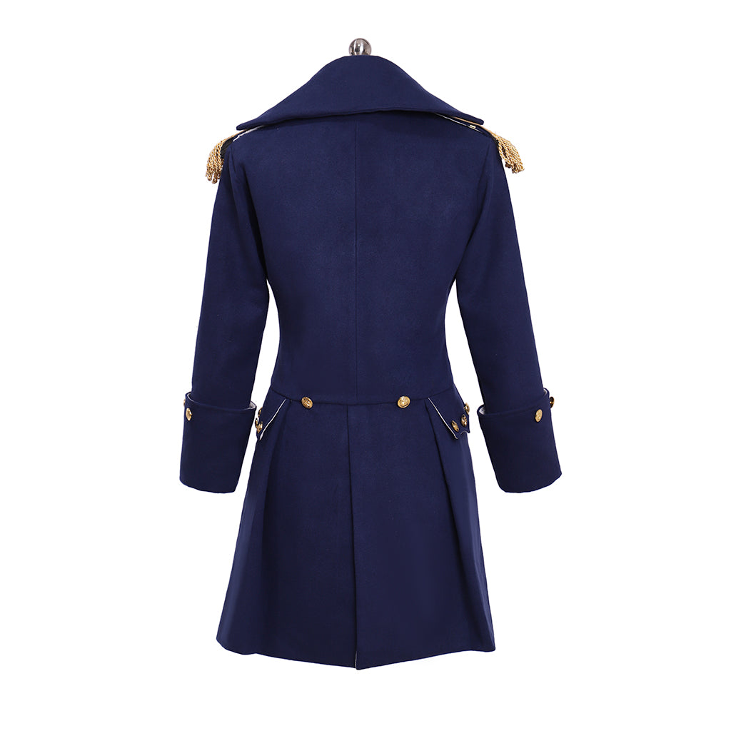 18th Century European Military Style Officer Jacket with Gold Embellishments for Historical Reenactments Cosplay Events Halloween Christmas or Parties