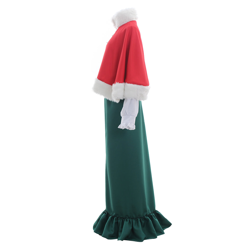 Medieval Women Renaissance Red Green Cosplay Costume Adult Ancient Outfit With Fur Trimmed Top And Long Skirt Gothic Ladies Halloween Christmas Dress