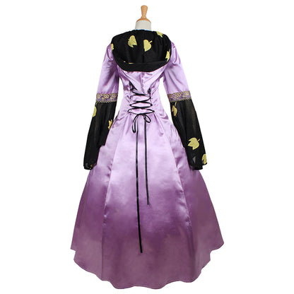 Medieval Women Renaissance Purple & Black Cosplay Costume Adult Ancient Gown With Lace Up  Floral Details Gothic Ladies Halloween Christmas Dress