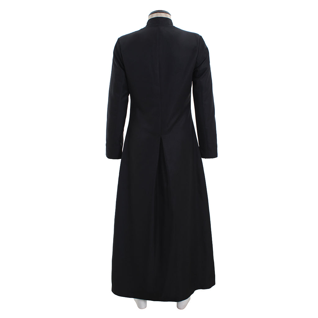 Medieval Renaissance Men's Black Cosplay Long Coat with Stand Up Collar, Long Sleeves and Button Front Design Gothic Vintage Party Outerwear