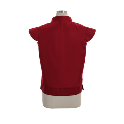 Medieval Men's Red Sleeveless Vest with Stand  up Collar and Lace  up Front for Cosplay Themed Events, Halloween Christmas or Parties