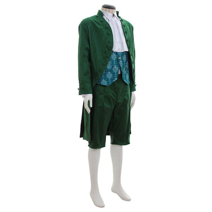 18th Century European Rococo Style Gentleman’s Suit with Blue Patterned Vest for Historical Reenactments Cosplay Events Halloween Christmas or Parties