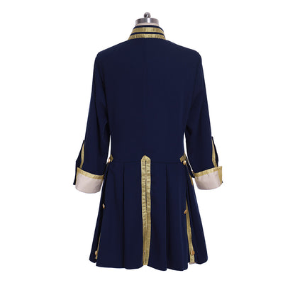 Regency Men's Navy Blue Gold Embellished Noble Military Inspired Court Costume Cosplay Stage Outfit Adult Halloween Christmas Party Themed Outfit