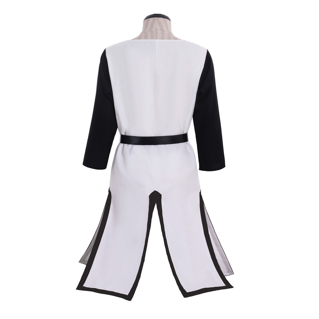 Medieval Templar Men's White Tunic with Black Sleeves, Red Cross and Belt Costume for Historical Reenactments, Cosplay Events or Halloween Parties