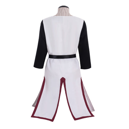 Medieval Templar Men's White Tunic with Black Sleeves, Red Cross and Belt Costume for Historical Reenactments, Cosplay Events or Halloween Parties