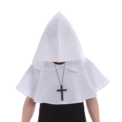 Medieval Gothic Hooded Short Cloak Cropped Cape for Cosplay  Halloween Costumes