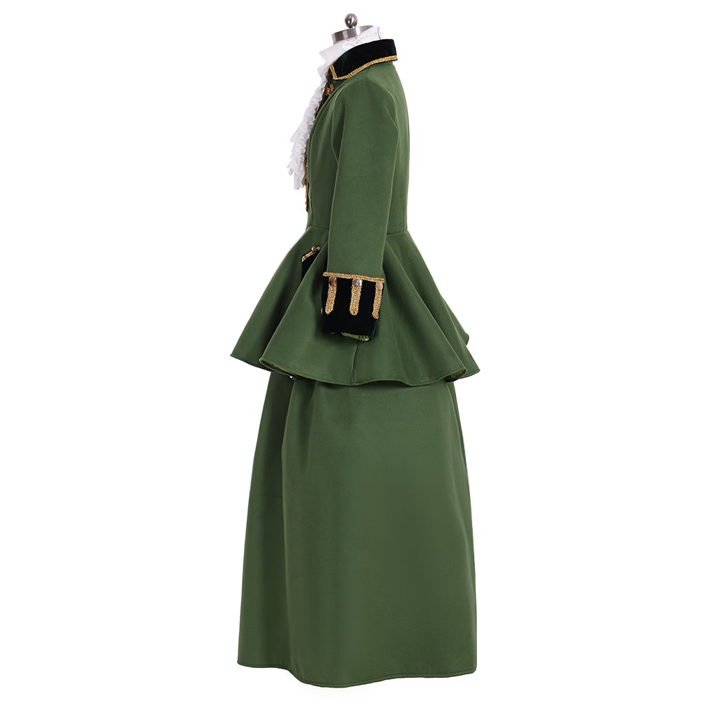 Victorian Rococo Medieval Length Two Piece Suit Party Costume Notch Collar Long Sleeve Green Gold Women's Halloween Carnival Party Evening Dress Valentine's Day Party Masquerade Adults' Dress All
