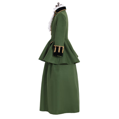 Victorian Rococo Medieval Length Two Piece Suit Party Costume Notch Collar Long Sleeve Green Gold Women's Halloween Carnival Party Evening Dress Valentine's Day Party Masquerade Adults' Dress All