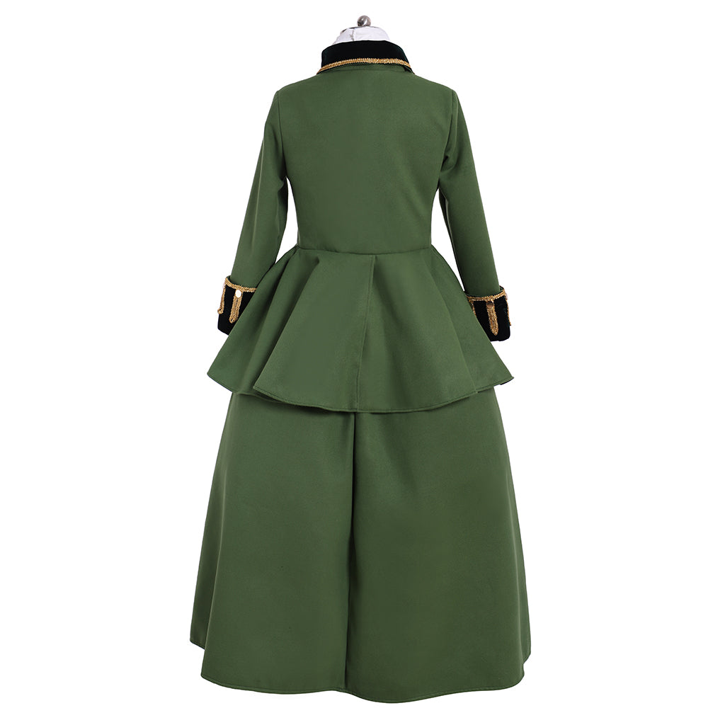 Victorian Rococo Medieval Length Two Piece Suit Party Costume Notch Collar Long Sleeve Green Gold Women's Halloween Carnival Party Evening Dress Valentine's Day Party Masquerade Adults' Dress All