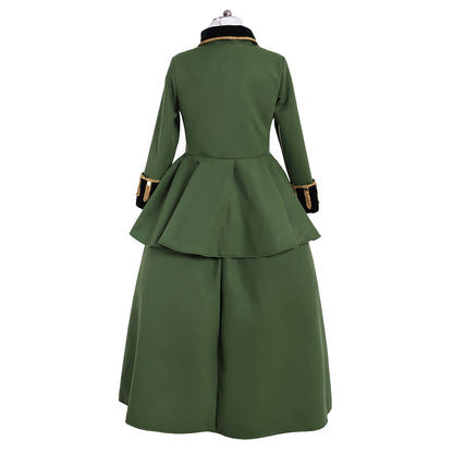Victorian Rococo Medieval Length Two Piece Suit Party Costume Notch Collar Long Sleeve Green Gold Women's Halloween Carnival Party Evening Dress Valentine's Day Party Masquerade Adults' Dress All