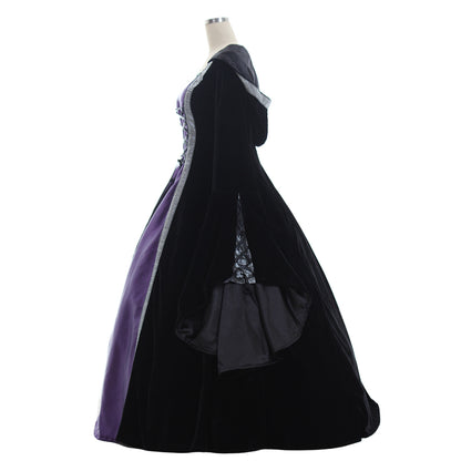 Medieval Women Viking Purple And Black Cosplay Costume Adult Renaissance Ancient Gown With Lace  Up Norse Gothic Ladies Halloween Christmas Dress