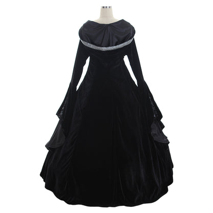 Medieval Women Viking Purple And Black Cosplay Costume Adult Renaissance Ancient Gown With Lace  Up Norse Gothic Ladies Halloween Christmas Dress