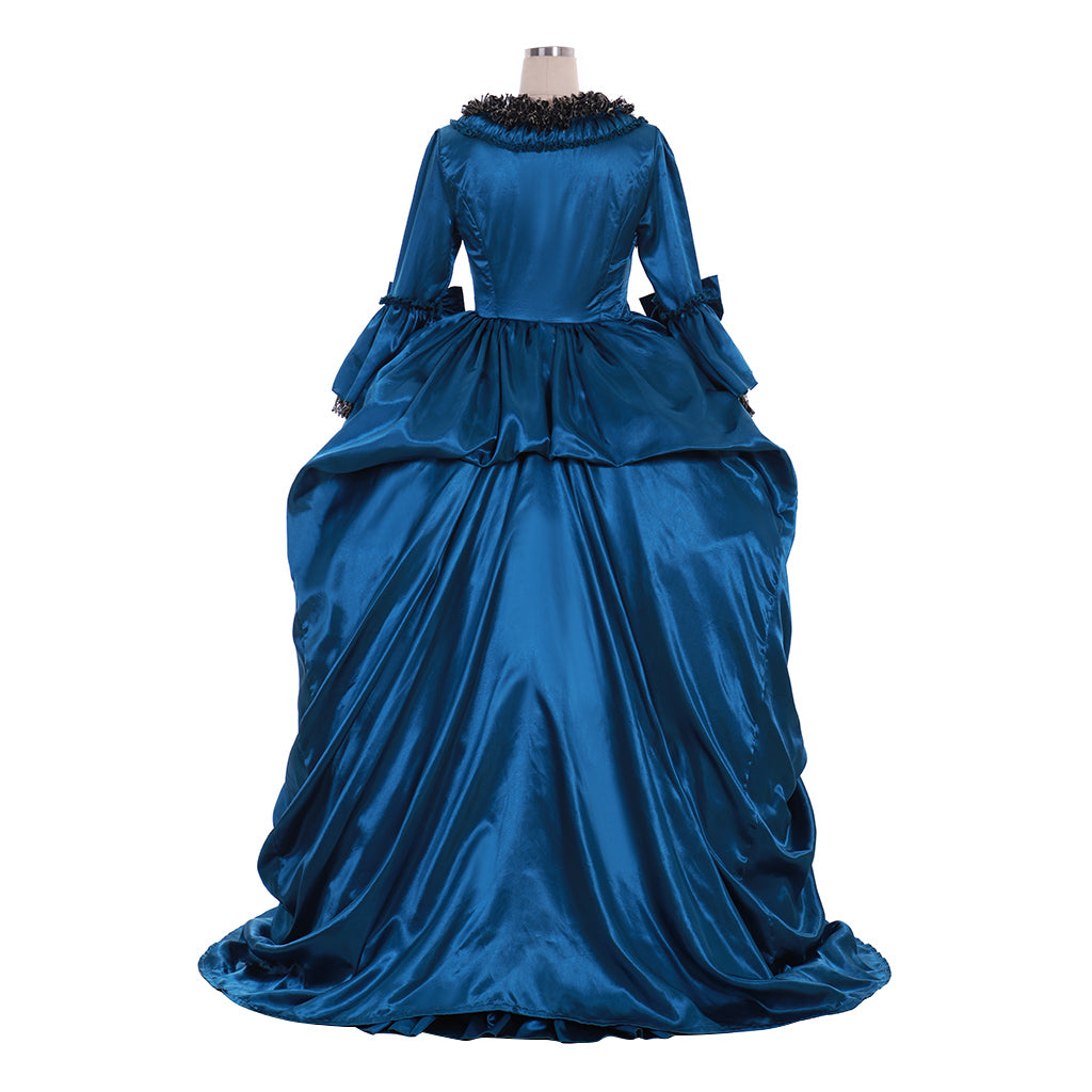 Rococo Victorian Vintage Inspired Dress Party Costume Prom Down Princess Shakespeare Solid Striped dress Bow Accessory Trumpet Sleev Blue Women's Halloween Carnival Valentine's Day Party Evening Dress Masquerade Adults' Dress All