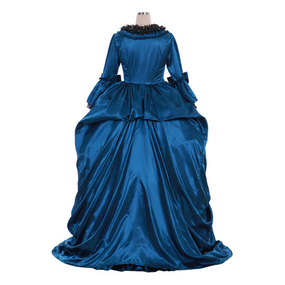 Rococo Victorian Vintage Inspired Dress Party Costume Prom Down Princess Shakespeare Solid Striped dress Bow Accessory Trumpet Sleev Blue Women's Halloween Carnival Valentine's Day Party Evening Dress Masquerade Adults' Dress All