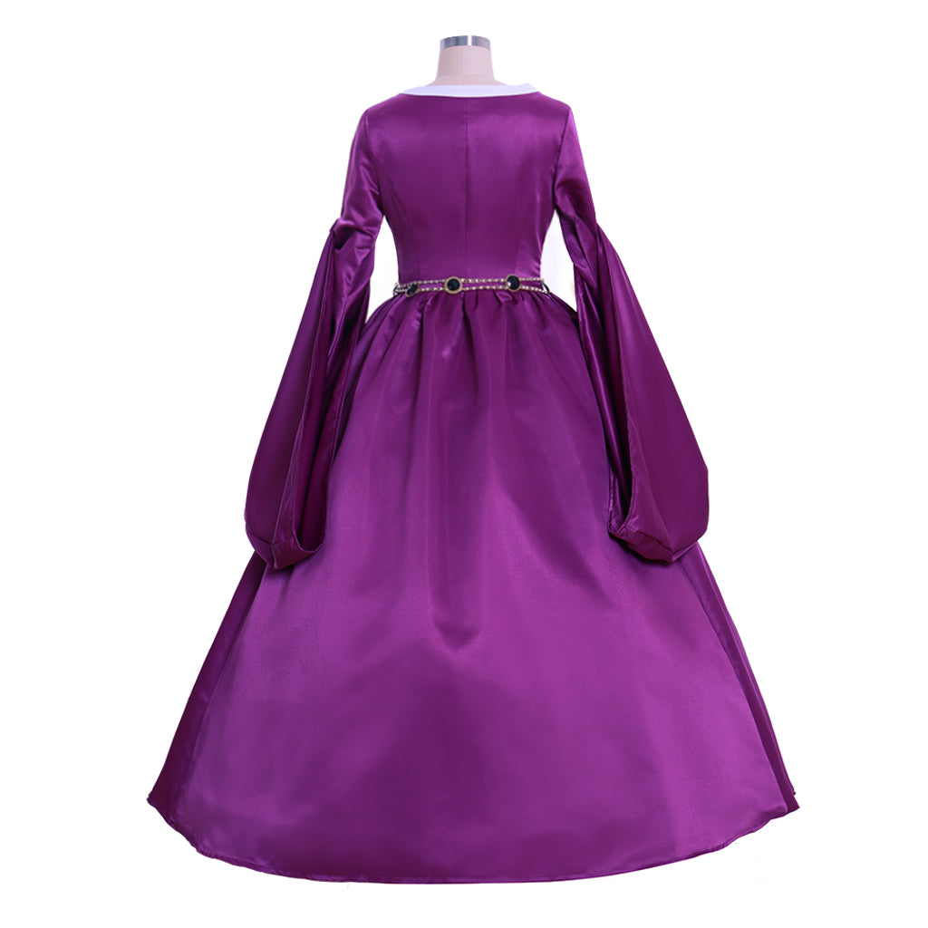 Anne Boleyn  Costume Tudor Queen Dress Queen Elizabeth Ball Gown King Henry Outfit Purple Ornate Pattern Square Neckline Puff Sleeve Women's Prom Outfit Valentine's Day Party Evening Dress Masquerade