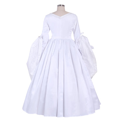 Queen Elizabeth Tudor Period Dress Renaissance Medieval Inspired Gown Prom Outfit Princess Shakespeare White Jewel - Embellished Puff Sleeve Women's Halloween Carnival Valentine's Day Party Evening Party Masquerade Adults' Dress All