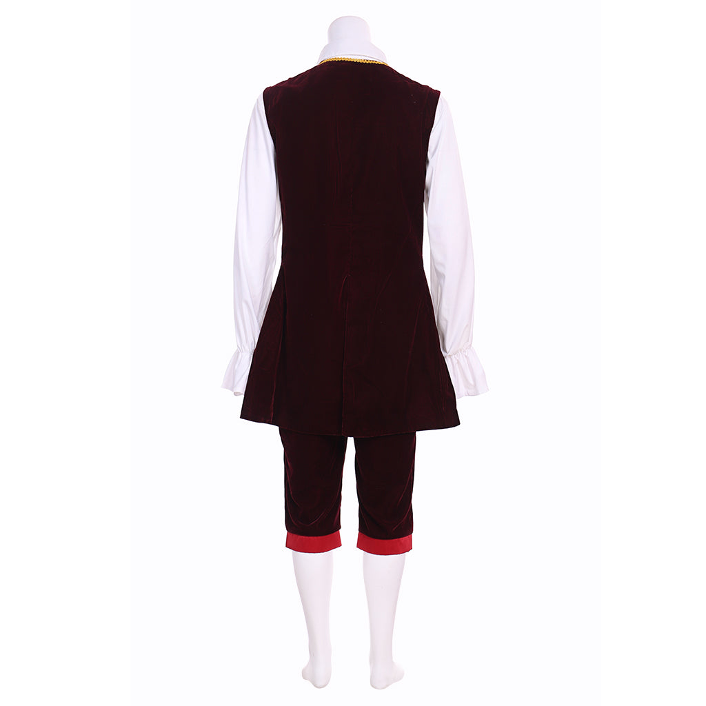 Burgundy Velvet Rococo-style Gentleman's Costume with Gold Trim