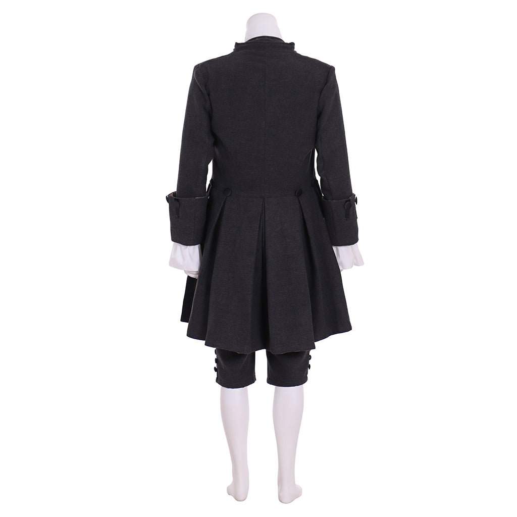 Men's Regency Black Tailored Coat with Ruffled Cravat  Waistcoat and Breeches for Cosplay or Themed Events Halloween Christmas or Themed Parties