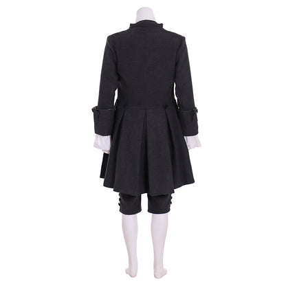 Men's Regency Black Tailored Coat with Ruffled Cravat  Waistcoat and Breeches for Cosplay or Themed Events Halloween Christmas or Themed Parties