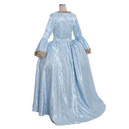 Gothic Rococo Vintage Inspired Dress Party Costume Prom Dress Princess Flare Cuff Sleeve Bow Accessory Shakespeare Maxi Dress Blue Women's Royal  Christmas Halloween Carnival Party Evening dress Masquerade Adults' Dress All