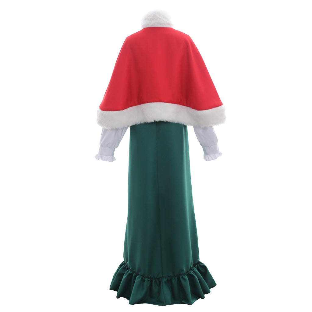 Medieval Women Renaissance Red Green Cosplay Costume Adult Ancient Outfit With Fur Trimmed Top And Long Skirt Gothic Ladies Halloween Christmas Dress