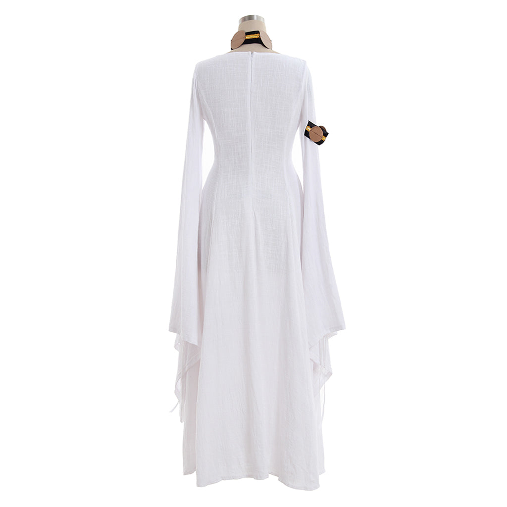 Medieval Women Viking White Cosplay Costume Adult Renaissance Ancient Gown With Long Flowy Sleeves Norse Gothic Ladies Halloween Christmas Dress