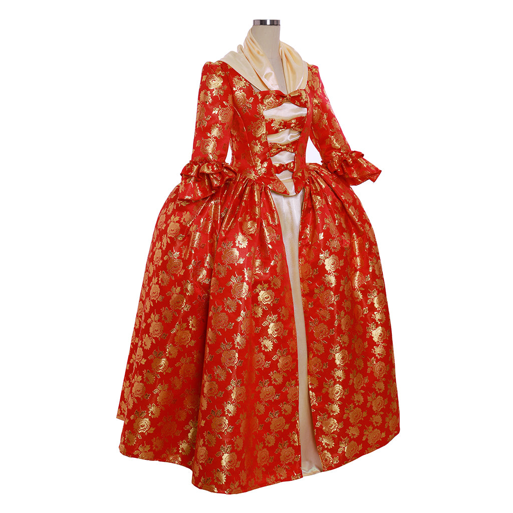 Gothic Rococo Vintage Inspired Dress Party Costume Prom Dress Princess Flare Cuff Sleeve Bow Accessory Pint Dsign Shakespeare Maxi Dress Red Women's Royal  Christmas Halloween Carnival Party Evening dress Masquerade Adults' Dress All
