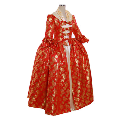 Gothic Rococo Vintage Inspired Dress Party Costume Prom Dress Princess Flare Cuff Sleeve Bow Accessory Pint Dsign Shakespeare Maxi Dress Red Women's Royal  Christmas Halloween Carnival Party Evening dress Masquerade Adults' Dress All