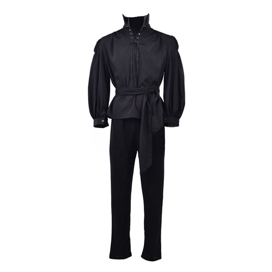 Medieval Men's Black Simple - Styled Aristocratic Court Costume Cosplay Stage Outfit Adult Halloween Christmas Party Themed Outfit
