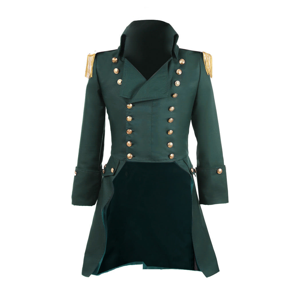 Medieval Men's Green Rococo Court Coat with Gold Buttons Cosplay Stage Costume Adult Halloween Christmas Party Themed Outfit