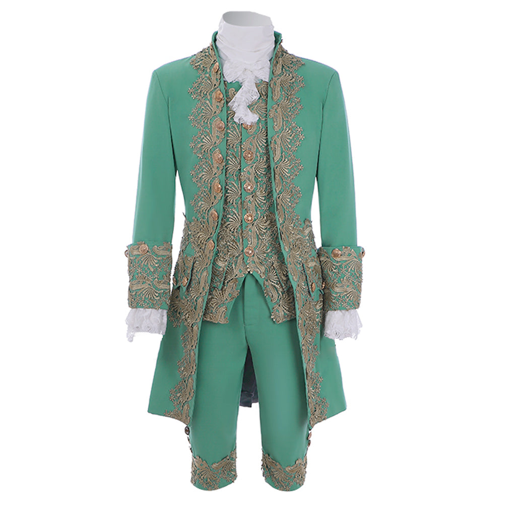 Medieval Men's Rococo Court Suit with Intricate Gold Embroidery Cosplay Stage Costume Adult Halloween Christmas Party Themed Outfit