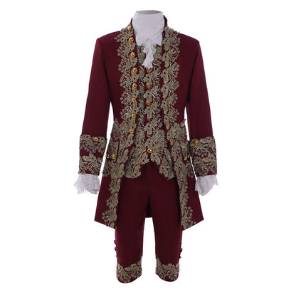 Medieval Men's Rococo Court Suit with Intricate Gold Embroidery Cosplay Stage Costume Adult Halloween Christmas Party Themed Outfit